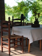 Outdoor wooden house restaurant