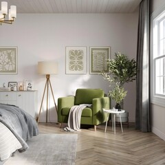 A modern living room in a luxurious stylish indoor design style..