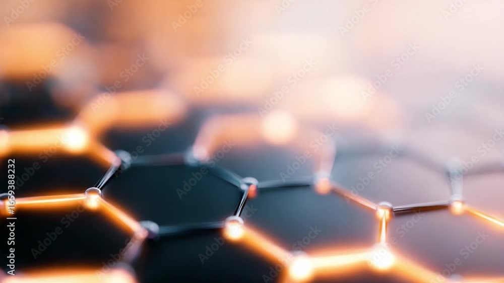 Poster abstract nano-structure: a macro perspective of a glowing, intricate nano-structure composed of inte