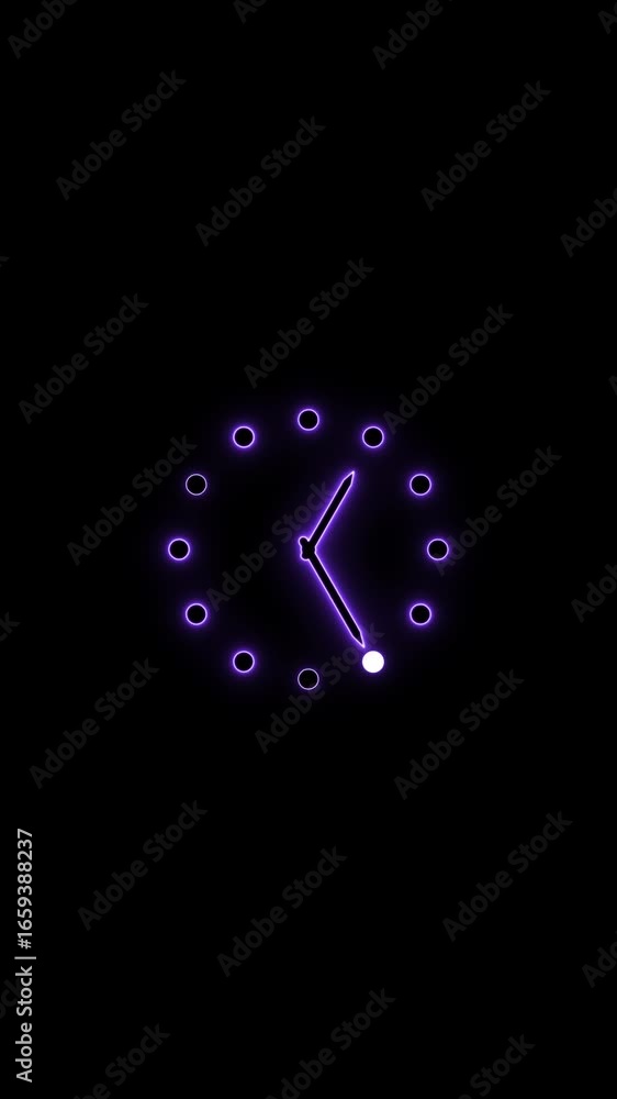 Poster analog clock illustration on solid green background with bold dots as hour markers and simple hands 