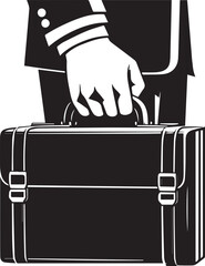 Businessman and Briefcase Vector Icons – Black and White Illustrations