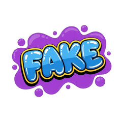Cartoon Style Glossy FAKE Typography with Yellow Outline on Purple Shape on Black