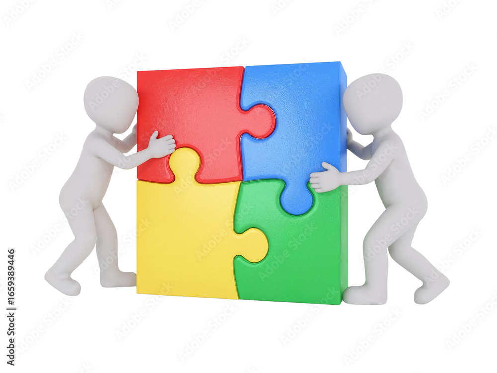 Poster teamwork illustration showcases collaborative problem solving and achieving shared success on