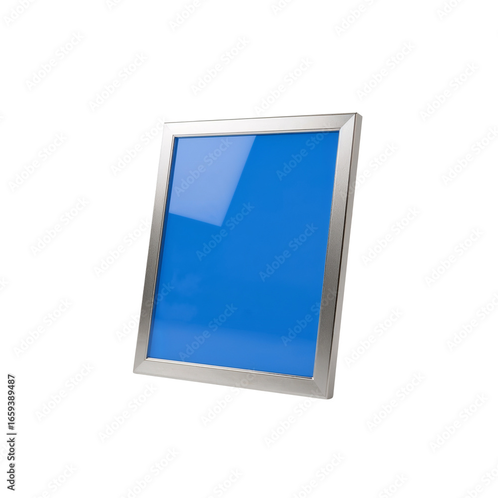 Aufkleber isolated sleek silver frame showcasing vibrant azure color fill minimal presentation art display
