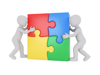 Teamwork illustration showcases collaborative problem solving and achieving shared success on