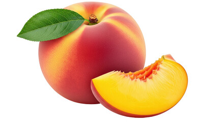 Isolated Peach with Slice