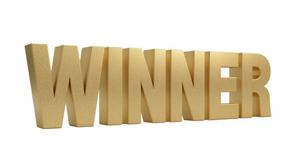 Golden winner inscription shining brightly against an isolated transparent backdrop