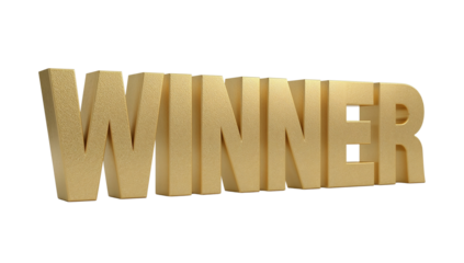 Golden winner inscription shining brightly against an isolated transparent backdrop