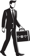 Businessman and Briefcase Vector Icons – Black and White Illustrations