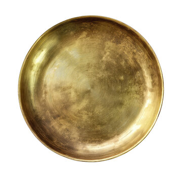 Round brass dish, aged