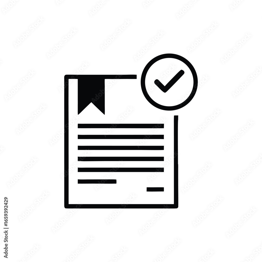 Poster document with check mark icon symbol of approval confirmation and verification for business or perso