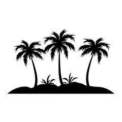 Obraz premium Four palm trees silhouette tropical island vector