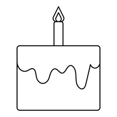 ロウソク付きケーキ黒色シンプルアイコン　誕生日・お祝い