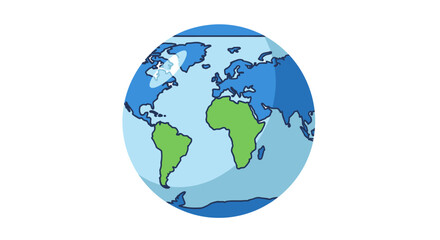 Naklejka premium Stylized World Globe Illustration Depicting Continents and Oceans in Simplified Design