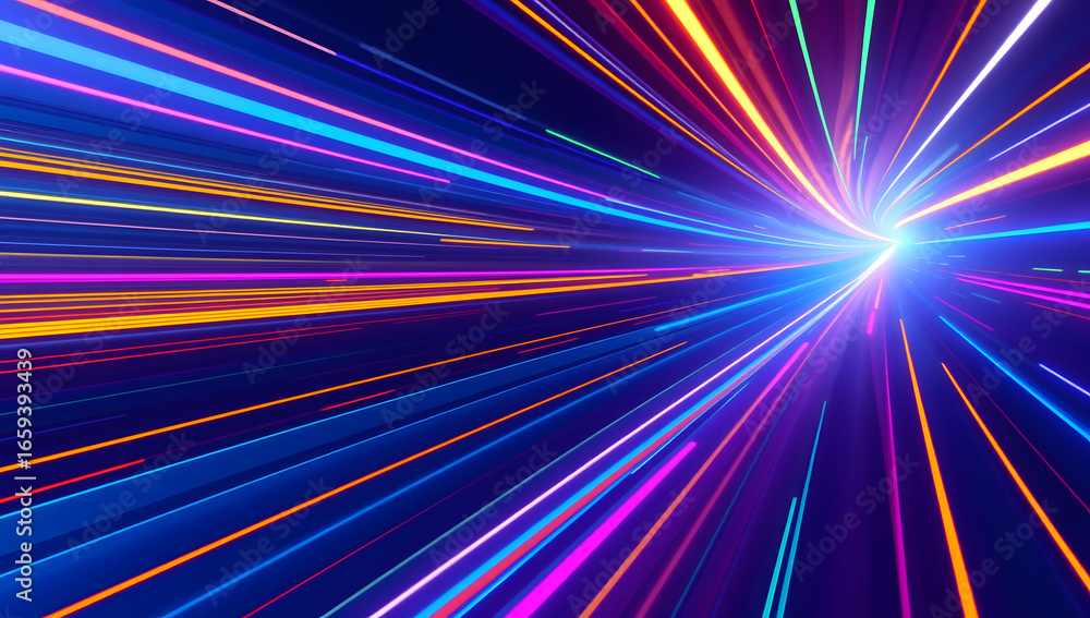 Poster particle flow tunnel space vortex, internet science and technology creative background