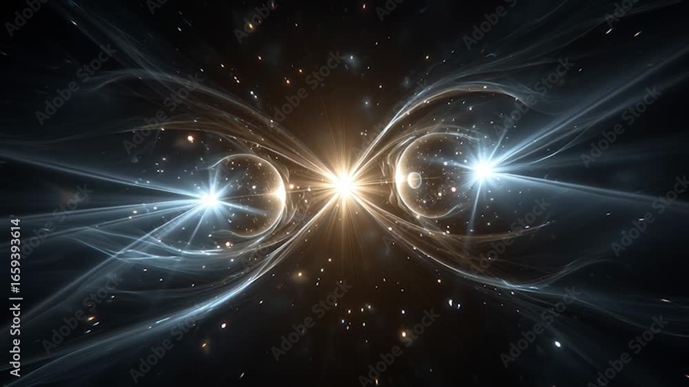 Canvas Prints quantum entanglement concept with glowing lines and stars. perfect for science-related projects, pre