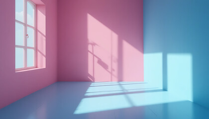 Abstract Minimalist Studio with Block and Colorful Wall Panels Background