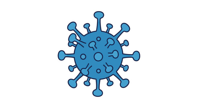 Hand-drawn representation of a blue virus particle illustrating infectious disease concept conveying themes like medical research and public health
