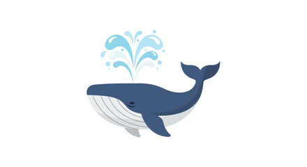 Naklejka premium Whimsical whale illustration with spouting water for children's books and educational resources, a friendly, stylized depiction for marine life