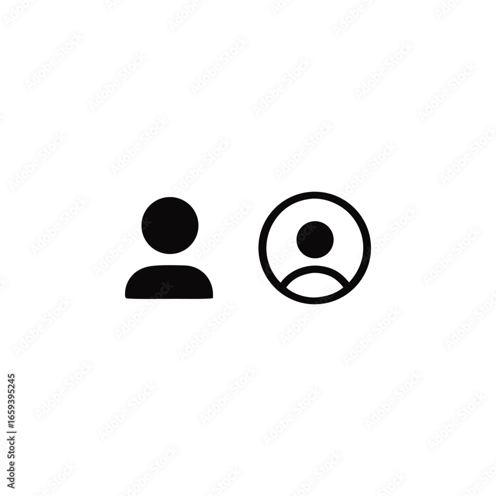 Poster User Profile Icons in Black and White Simple Design for Interface UI and Social Media Avatar Representation Flat Vector Illustration