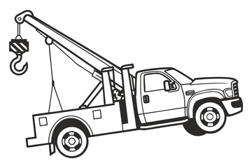 Minimalist Crane Truck Vector - Flat Graphic Pickup with Hook Illustration