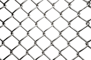 Fototapeta premium Silver metallic chainlink fence with interwoven diamond-shaped pattern