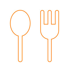 スプーンとフォークオレンジシンプルアイコン　食事・ランチ・ディナー