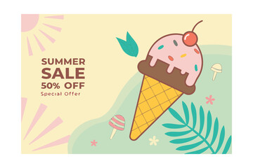 Summer Sale Ice Cream Cone Graphic Design
