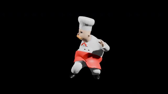 3d render chef dancing swing dance. prores 4444