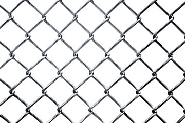 Naklejka premium Silver metallic chainlink fence with interwoven diamond-shaped pattern