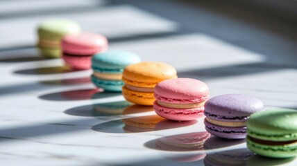 Colorful macarons. Sweet dessert. 