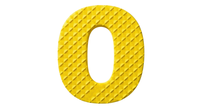 Isolated Yellow Number Zero - Powered by Adobe