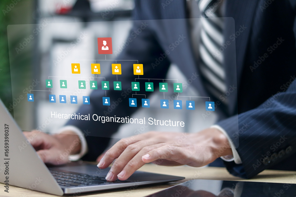 Poster human resources management and business concept. business workflow process management. businessman u