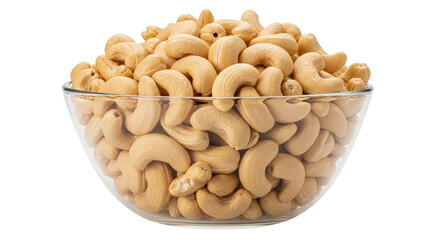 Isolated Cashews in Glass Bowl