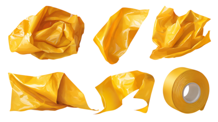 Set of Yellow Tape Rolls and Pieces PNG

