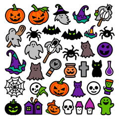 Spooky Halloween icons perfect for festive designs, invitations, and seasonal marketing campaigns