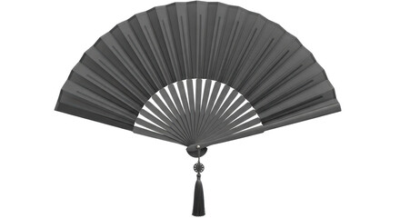 Isolated Open Black Hand Fan