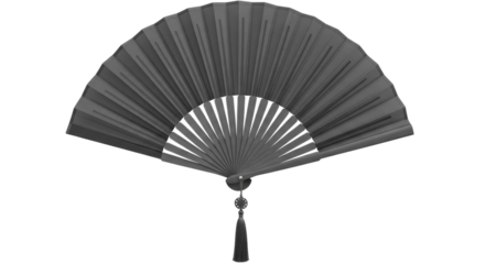 Isolated Open Black Hand Fan