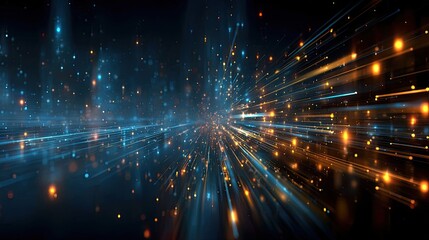 Obraz premium Abstract digital tunnel with light streaks