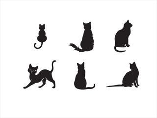 Simple Silhouette Cat Collection for Design Projects