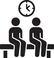 Waiting Area Icon – People Sitting with Clock Symbol