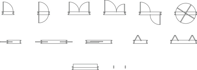 Set of Door icons, Editable Stroke, Architectural Floor Plan Symbols, interior design element, Vector, Blueprint  © Hasan