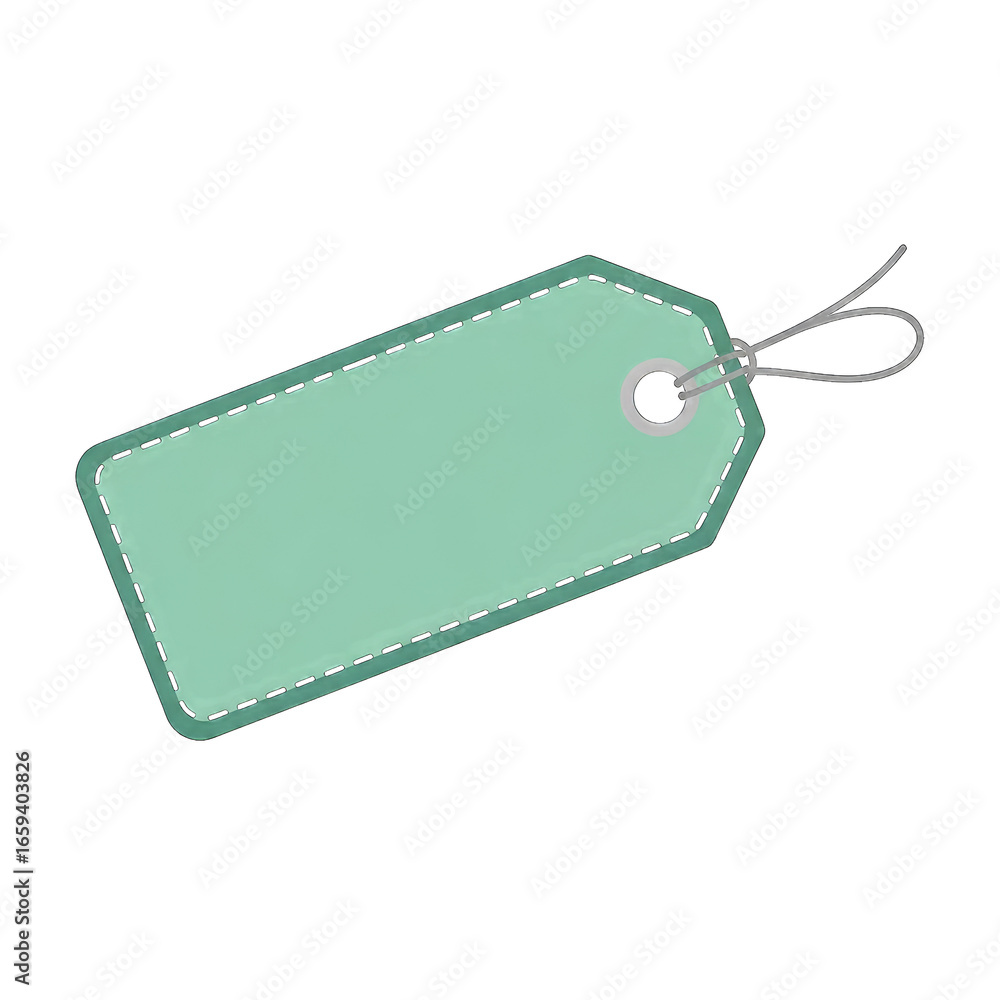 Poster isolated mint tag with string on transparent background rectangular blank price tag