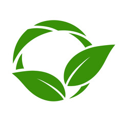 Green eco leaf logo design, organic nature icon, natural growth symbol, environmental plant illustration, sustainable energy graphic