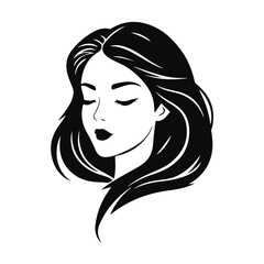 Elegant woman silhouette, female vector, beauty salon logo, lady face outline, stylish girl head design
