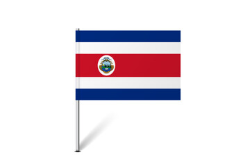 Costa Rica flag - map pin flag representing a country cultural identity and heritage. The essence of national pride and unity. Map pin flag stuck in a white background