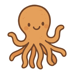 Obraz premium Cute smiling cartoon octopus illustration vector