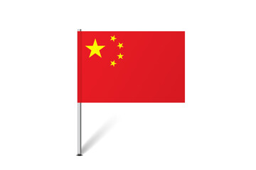 China flag - map pin flag representing a country cultural identity and heritage. The essence of national pride and unity. Map pin flag stuck in a white background