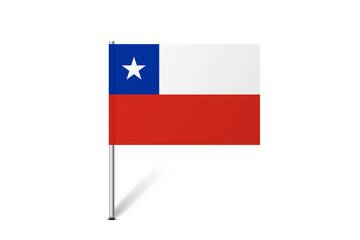 Chile flag - map pin flag representing a country cultural identity and heritage. The essence of national pride and unity. Map pin flag stuck in a white background