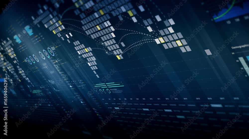 Poster dynamic data visuals for business info graphics, animated charts, and data-driven insights for a bus